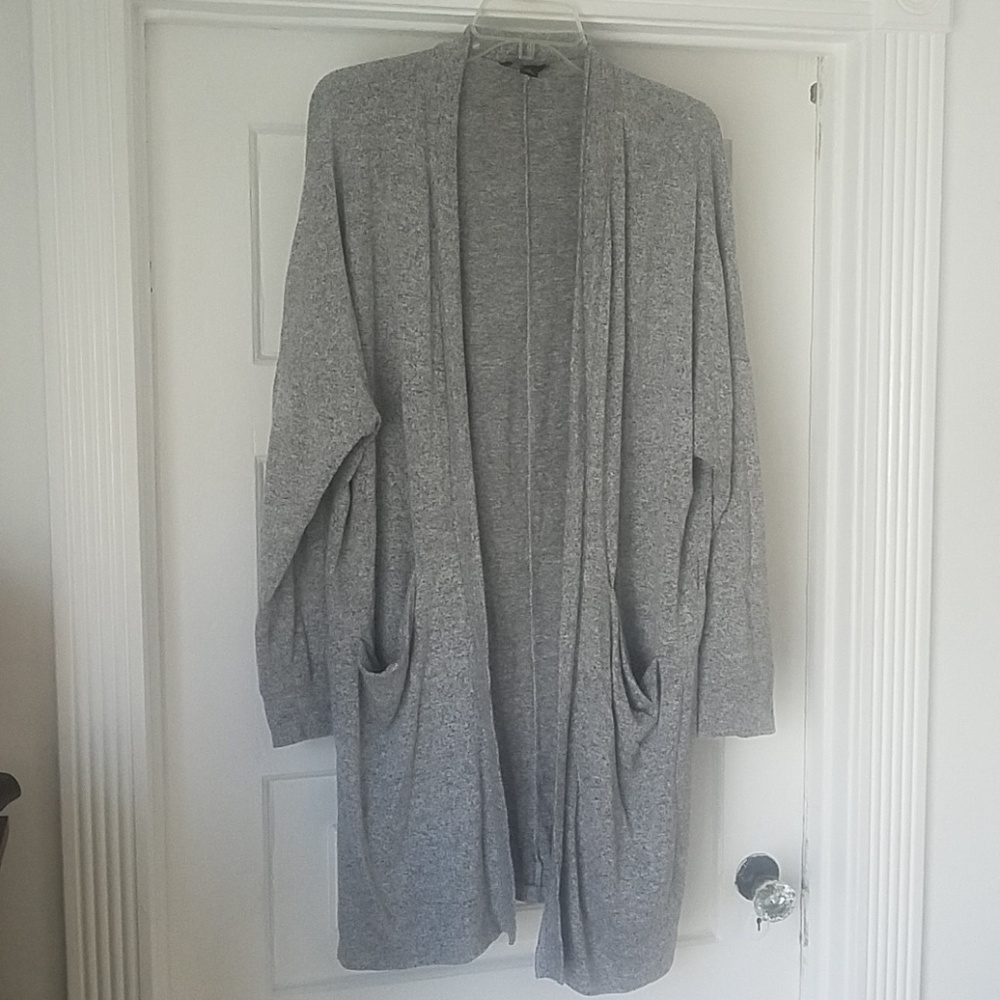 Lumiere long grey super soft open front sweater